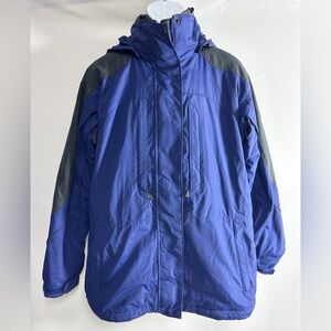Columbia Women’s Interchange Winter Jacket Size L Blue Gray Hooded Coat
